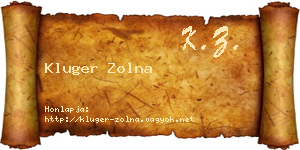 Kluger Zolna névjegykártya